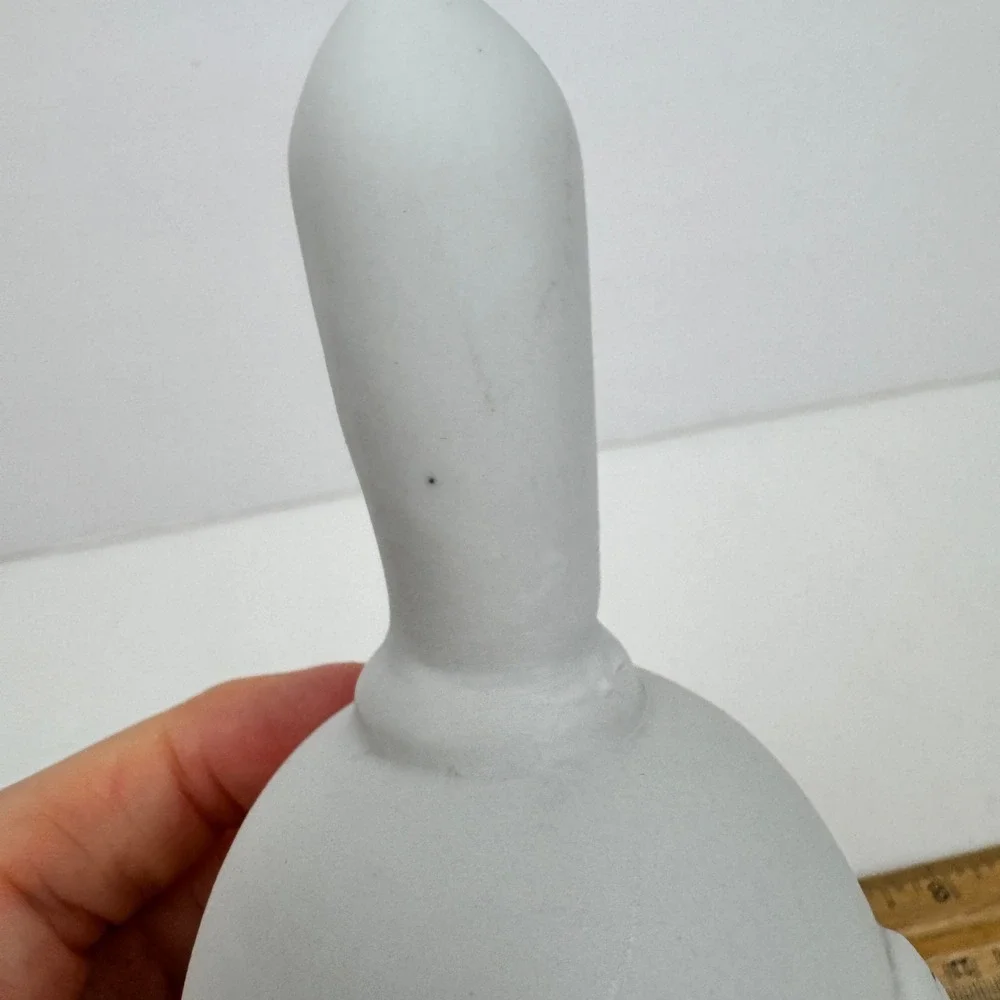 Vtg White Ceramic Unglazed Christmas Holiday Goose Hand Bell 3D Red Green READ